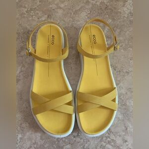 ECCO Womens Yuma Ankle Strap Sandals Size 6.5 Yellow Leather New